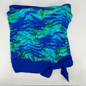 Kim‎ Gravel x Swimsuits For All Strapless Swim Top Blue Ocean Waist Tie Size 16